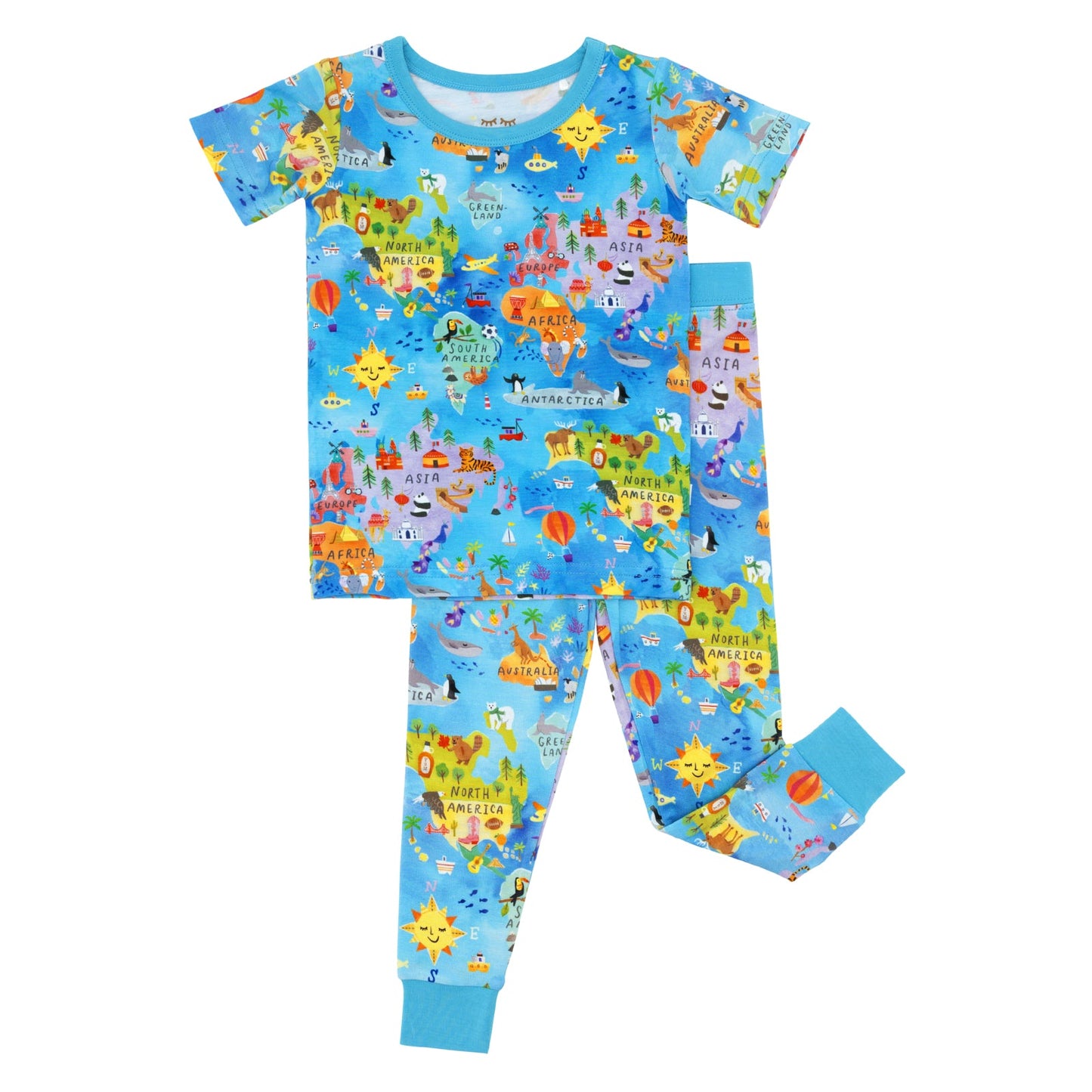 Around The World Two-Piece Short Sleeve Pajama Set