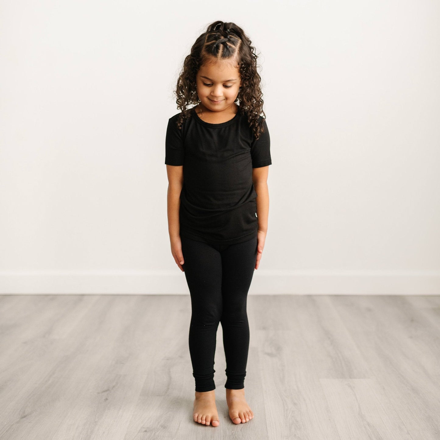 Black Two-Piece Short Sleeve Pajama Set
