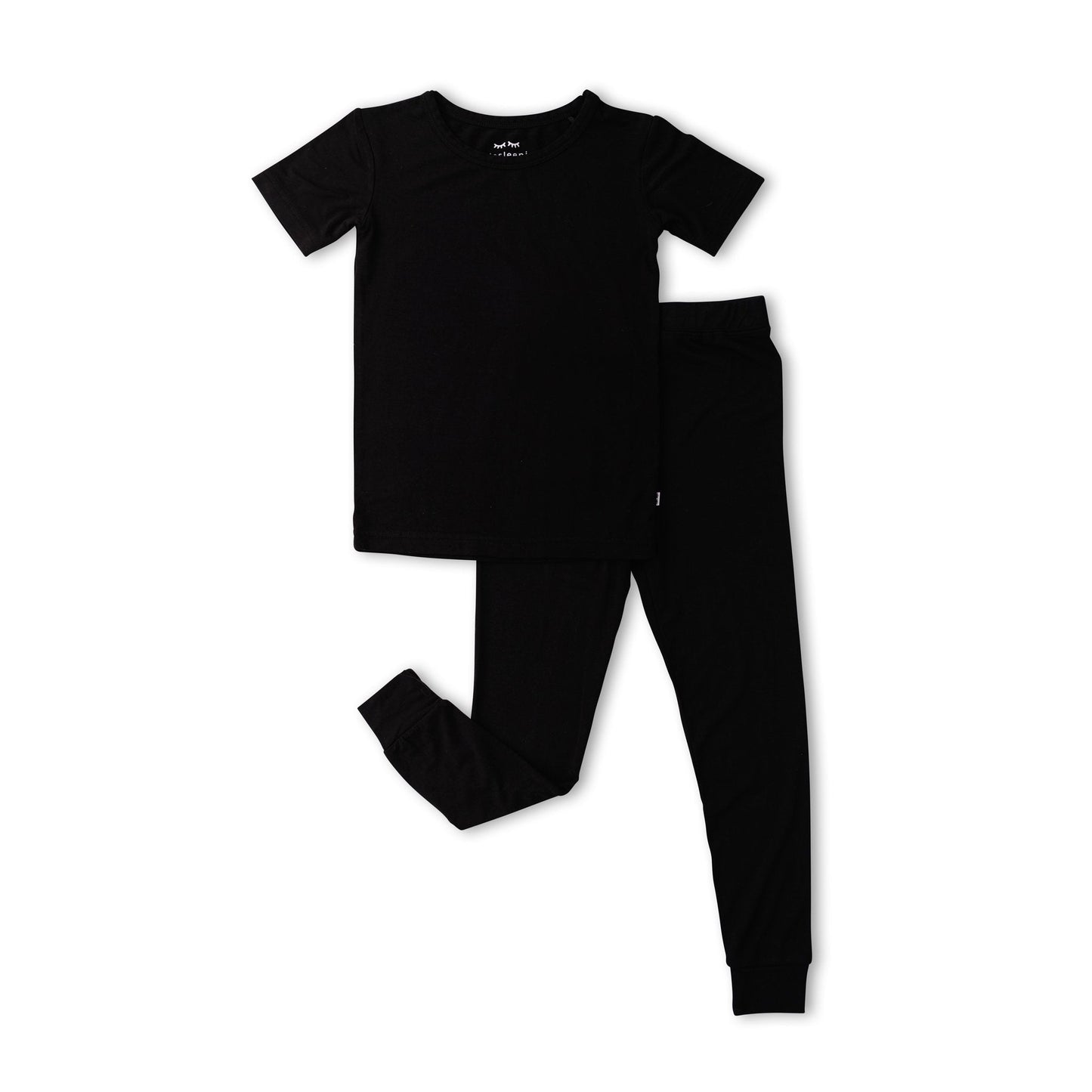 Black Two-Piece Short Sleeve Pajama Set