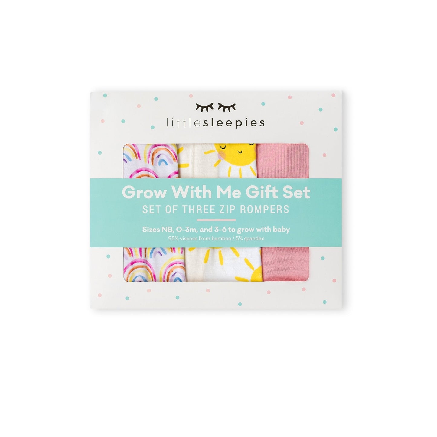 Pastel Rainbows, Bubblegum & Sunshine Zippy Grow With Me Three Pack Gift Box